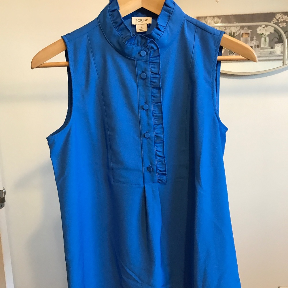 JCrew ruffle trim crepe tank top (color - underwater blue)